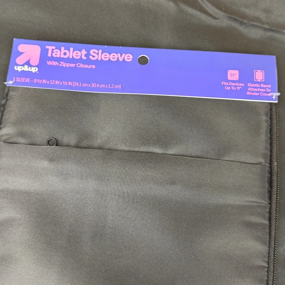 Up&Up black Tablet Sleeve with Zipper Closure 9 1/2 inch x 12 inch x 1/2 inch